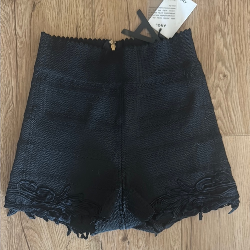 ANGL High Waist Black Women’s Embroidered Dress Shorts